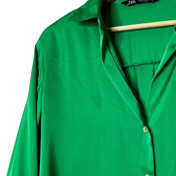 Zara Satin Effect Long Sleeve Button Up Blouse - Picture 8 of 12